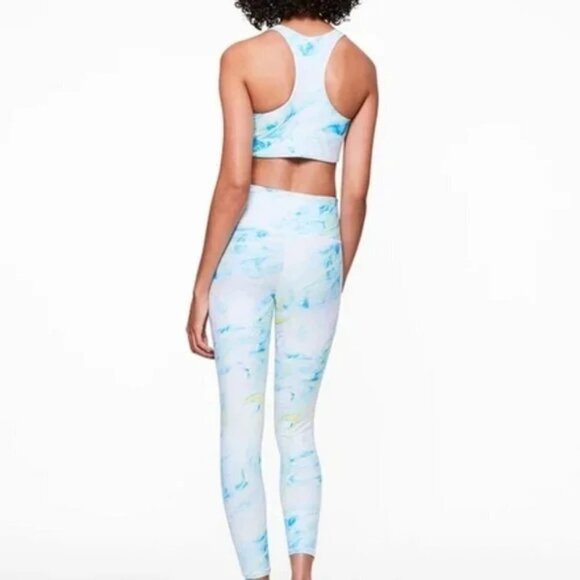 NWT Betsey Johnson white abstract tie dye racer back bra & leggings bundle, L - Picture 3 of 7